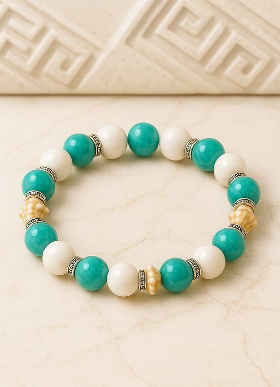 Dabīgo pērļu rokassprādze "Santorīni elpa"